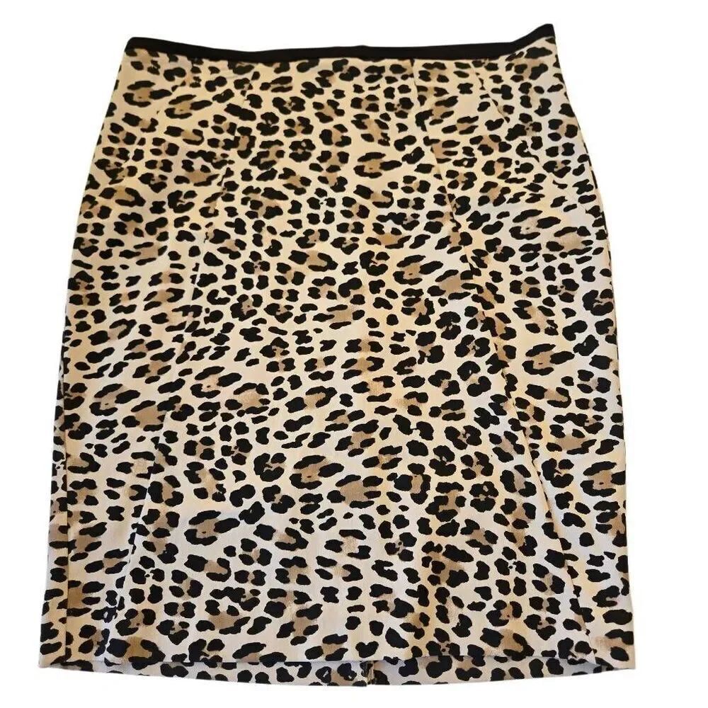 White House BlackโMarket Womens Leopard Print Pencil Skirt Tan Black Size 12